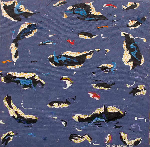 Kaligrafik soyutlama-2, tuval üzeri yagliboya, 32x32 cm, 1995